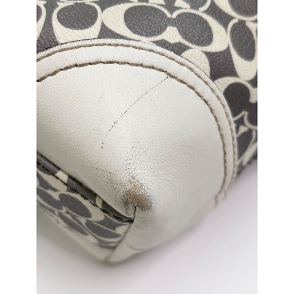 COACH HERITAGE STRIPE Bias Gray Pink White Signature PVC Chelsea Tote F15137 - Picture 10 of 13